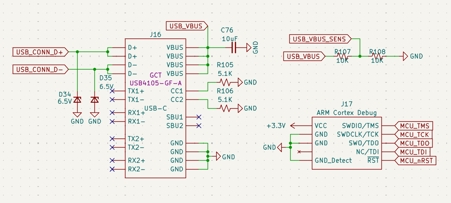 Schematic Snippet: USB-C and SWD
