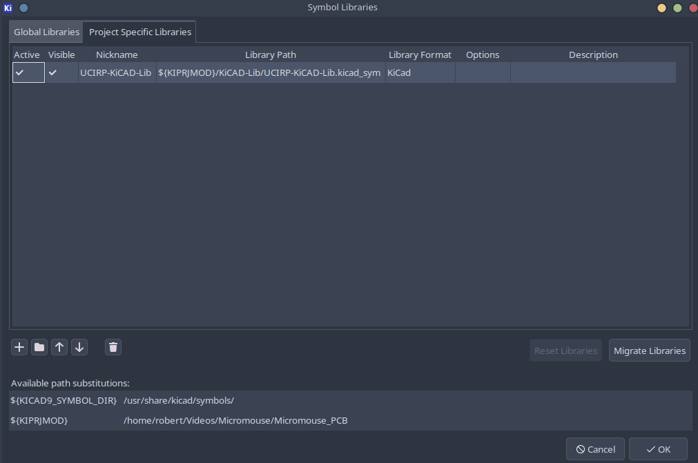 KiCAD Import Library Dialog